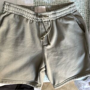 PacSun Men's Fleece Athletic Sweat Shorts in light green/greige color.  Size Sm